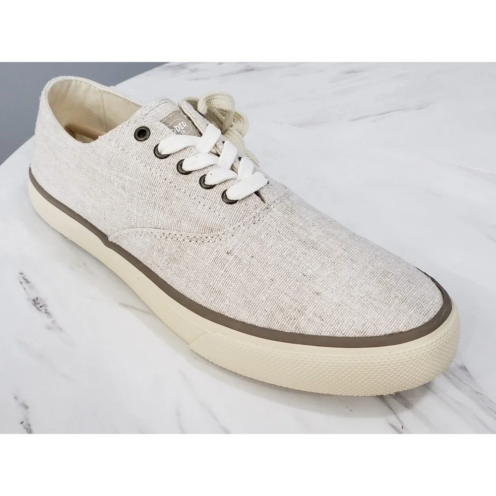 NEW MEN'S‎ 9.5 - Sperry Men's SeaCycled Striper II CVO Trainer Natural Taupe